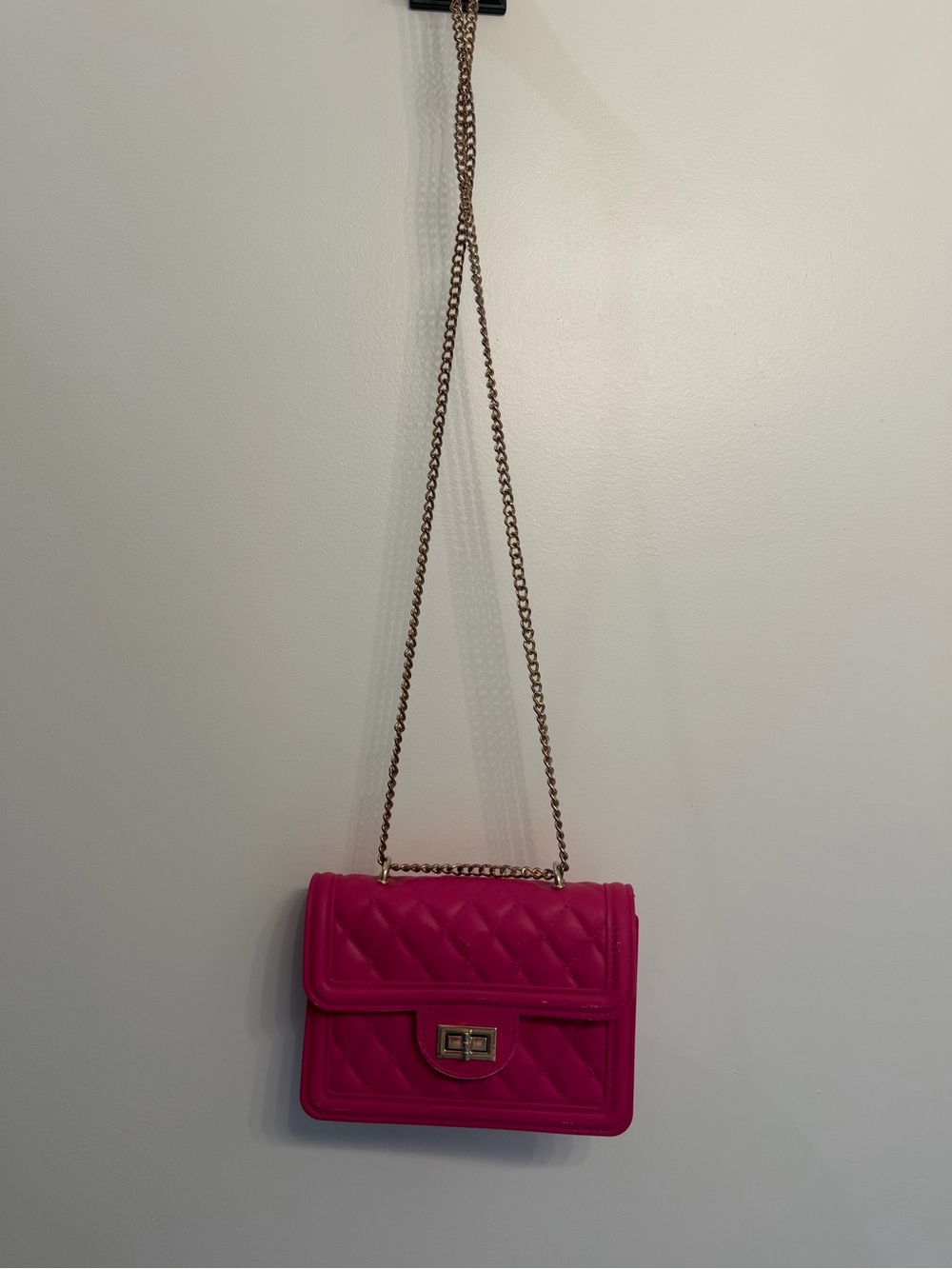 Quilted Hot Pink Chain Shoulder Bag